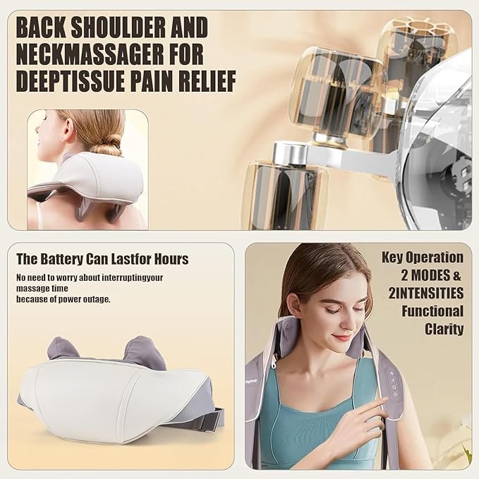 Neck and shoulder massager Electric Rechargeable Massage Pillow for Neck, Back, Shoulders, Legs, and Body Pain Relief. - Image 4
